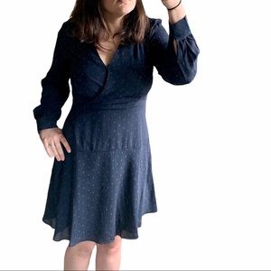 NWT ANN TAYLOR Navy w Red Dots Fit & Flare Dress 40s Vibe 6/8
